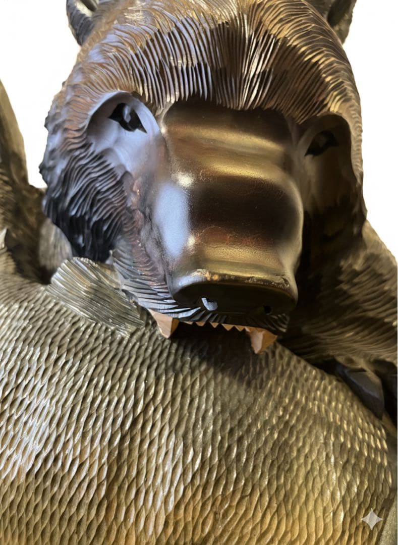 木彫りのクマ 札幌ハンドメイド 壁掛け可能