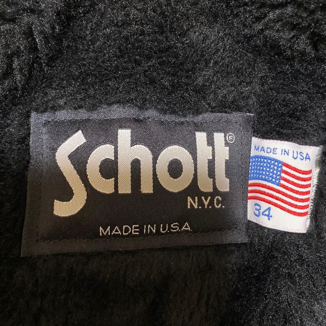 Schott ブラックレザー シングルライダースジャケット 34