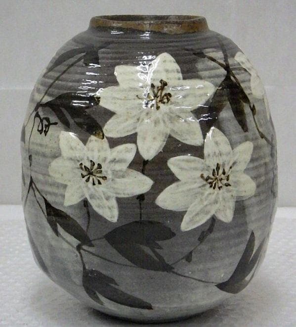 人間国宝 田村耕一 作『鉄線文 花瓶』箱無 師 富本憲吉 検索 加藤土師萌