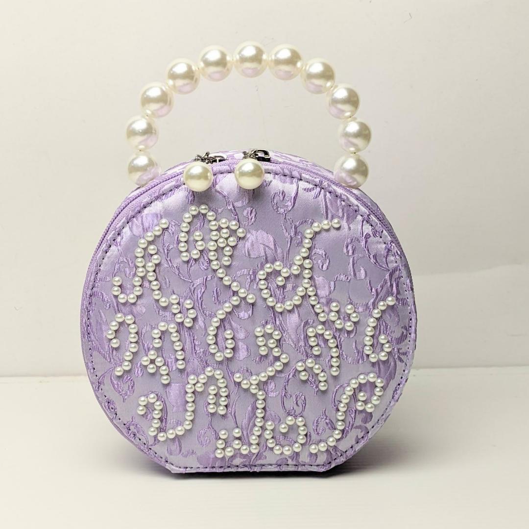 和装 振袖 パールビーズ サテン織 草履 バッグ セット 紫 パープル kz11