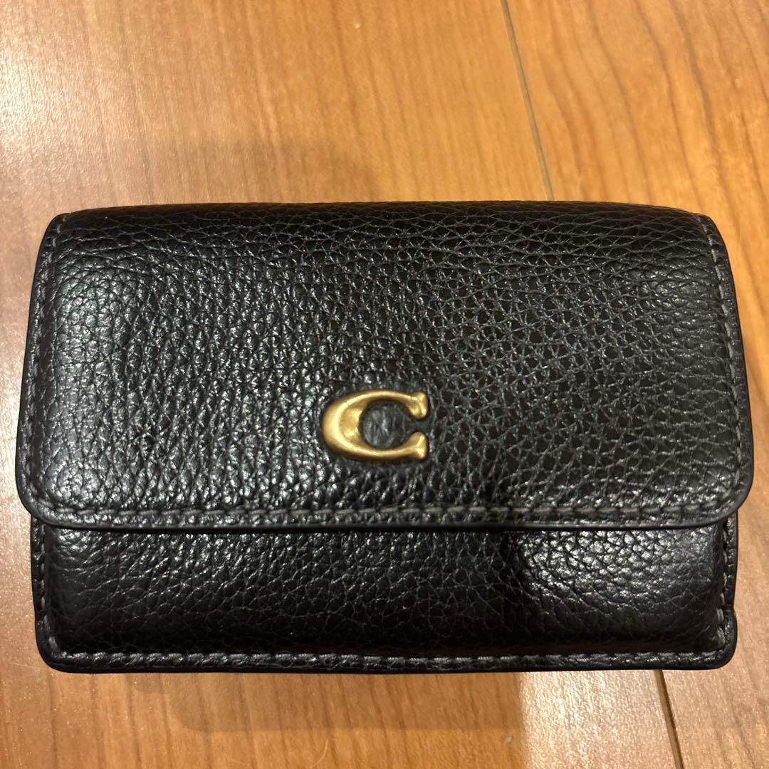 お値下COACH 三つ折り財布　ミニ トライフォールド ウォレットCM437 黒