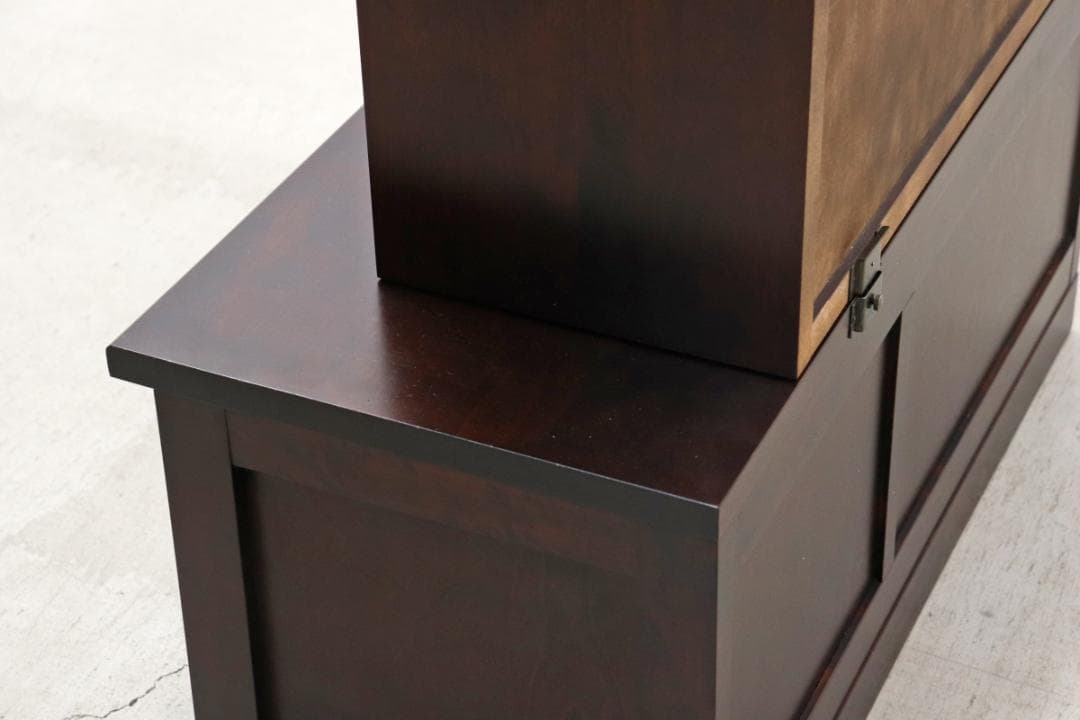 北海道民芸家具 樺材 重ね キャビネット 飾り棚 食器棚 本棚 引き出し ラック