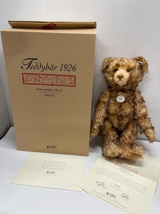 希少♪1926年 シュタイフ テディベア 40センチ 復刻　2003年　証明書付