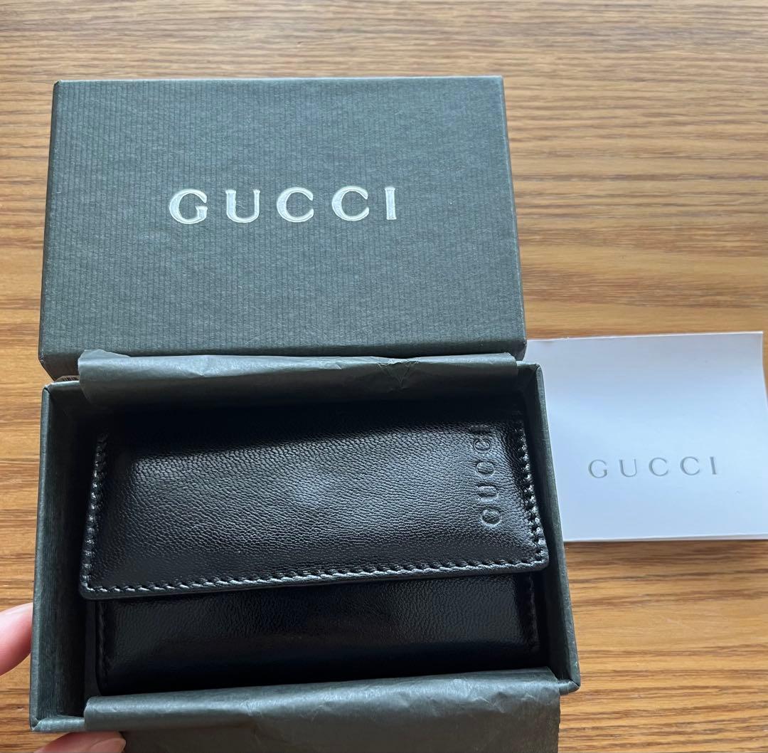 【未使用】GUCCI グッチ　キーケース　レザー　ブラック　箱付き