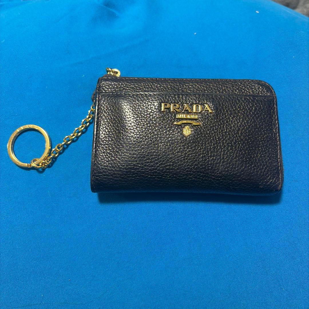 PRADA ブラックレザー ケース キーリング　フラグメントケース