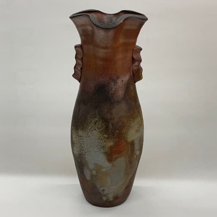 【花入5】備前5(十文字口　耳付)松園  高さ24㎝