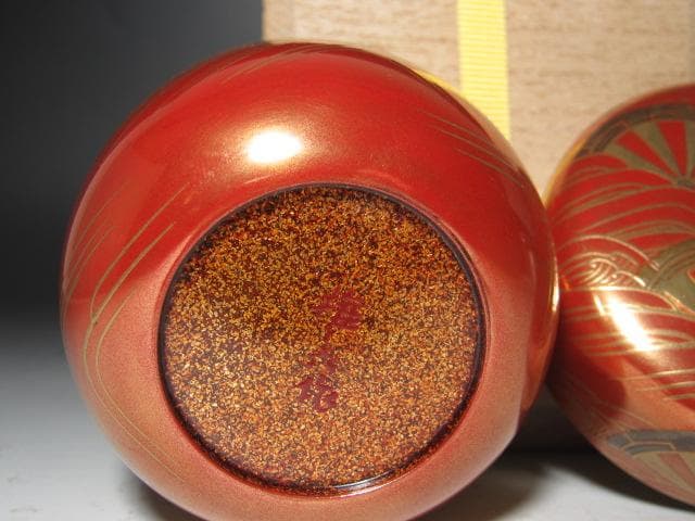 ☆　松田権六　波車蒔絵　大棗　表千家十三代即中斎の花押☆y518