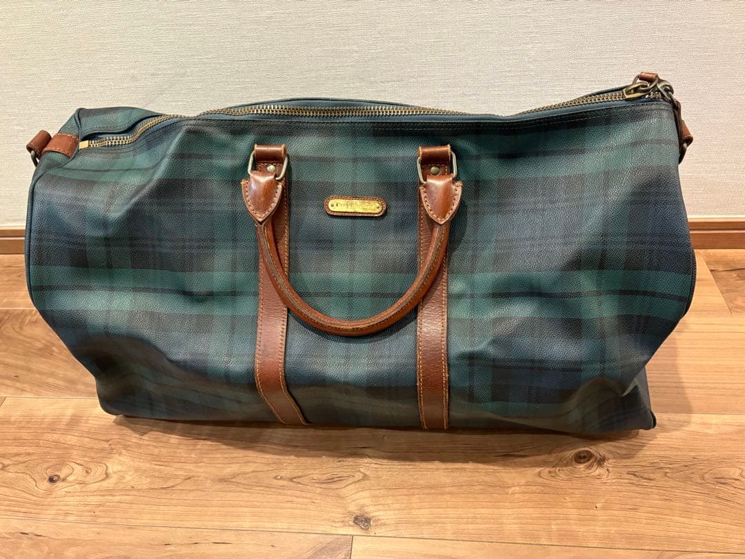 Ralph Lauren グリーンチェック柄ボストンバッグ