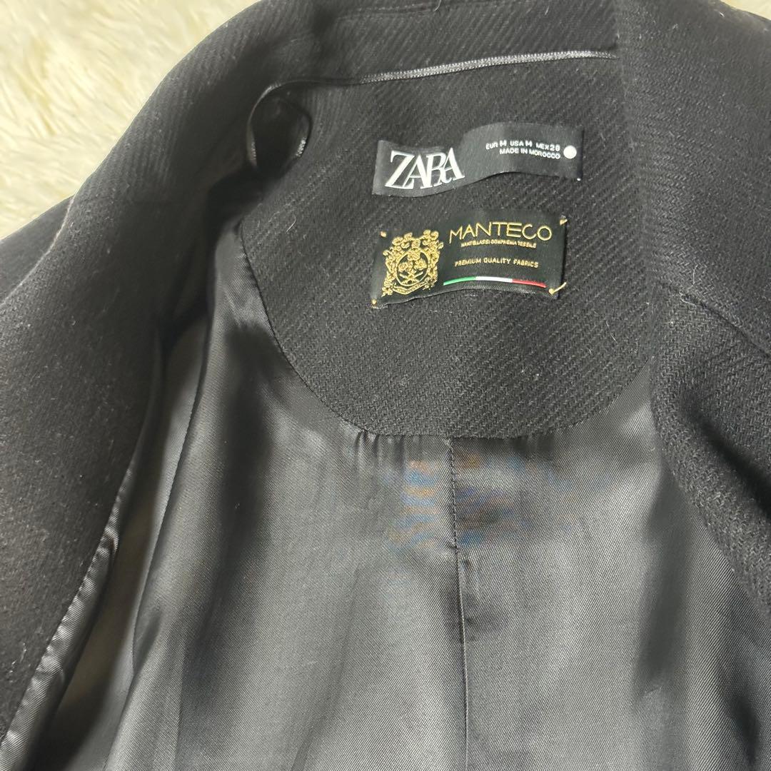 【極美品】ザラ マンテコ ヘリンボーン ダブルチェスターコート 黒 L相当