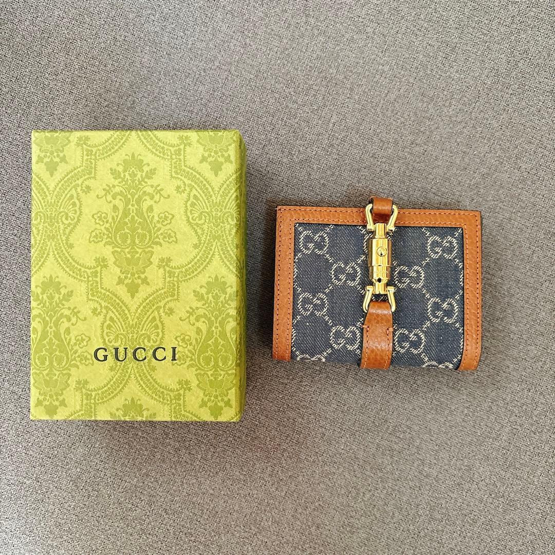GUCCI グッチ GGデニムジャッキー 1961 ミニウォレット 二つ折り財布