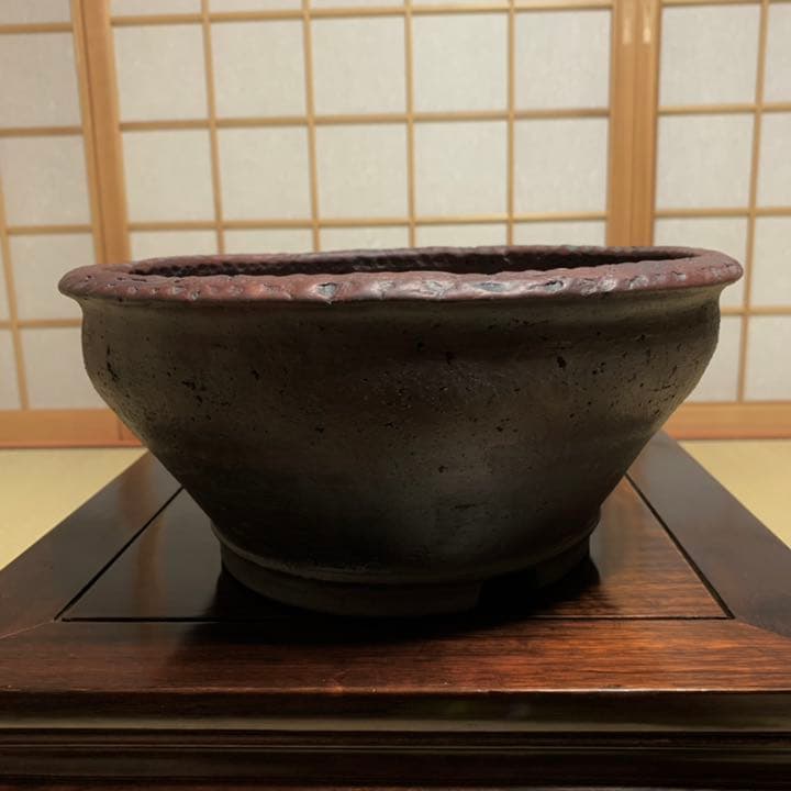 義村秀峰 手捻り鉢 盆栽鉢 盆栽 作家鉢