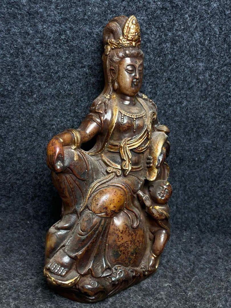 旧蔵　珍品　高古玉 観音仏像彫刻　開運　時代物　アンティーク　文房具　収蔵品