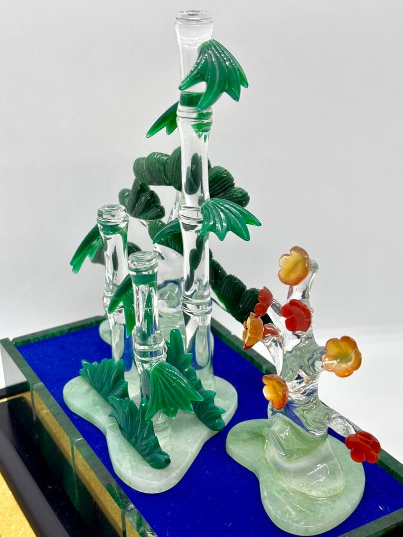 #伝統工芸士　保山作　『松竹梅』 天然石細工 置物