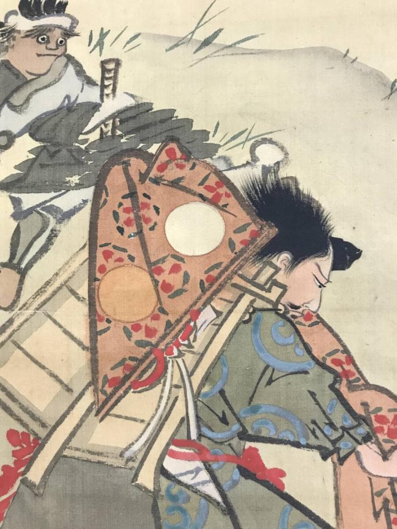 真作/菊池容斎/村上義光錦旗奪還之図/武者絵/人物図/掛軸/名家伝来AH-584