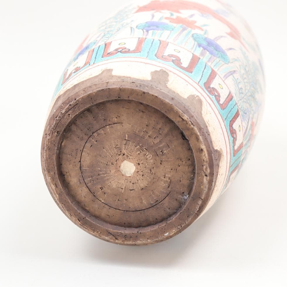 安南 五彩魚藻紋 大瓶 38cm
