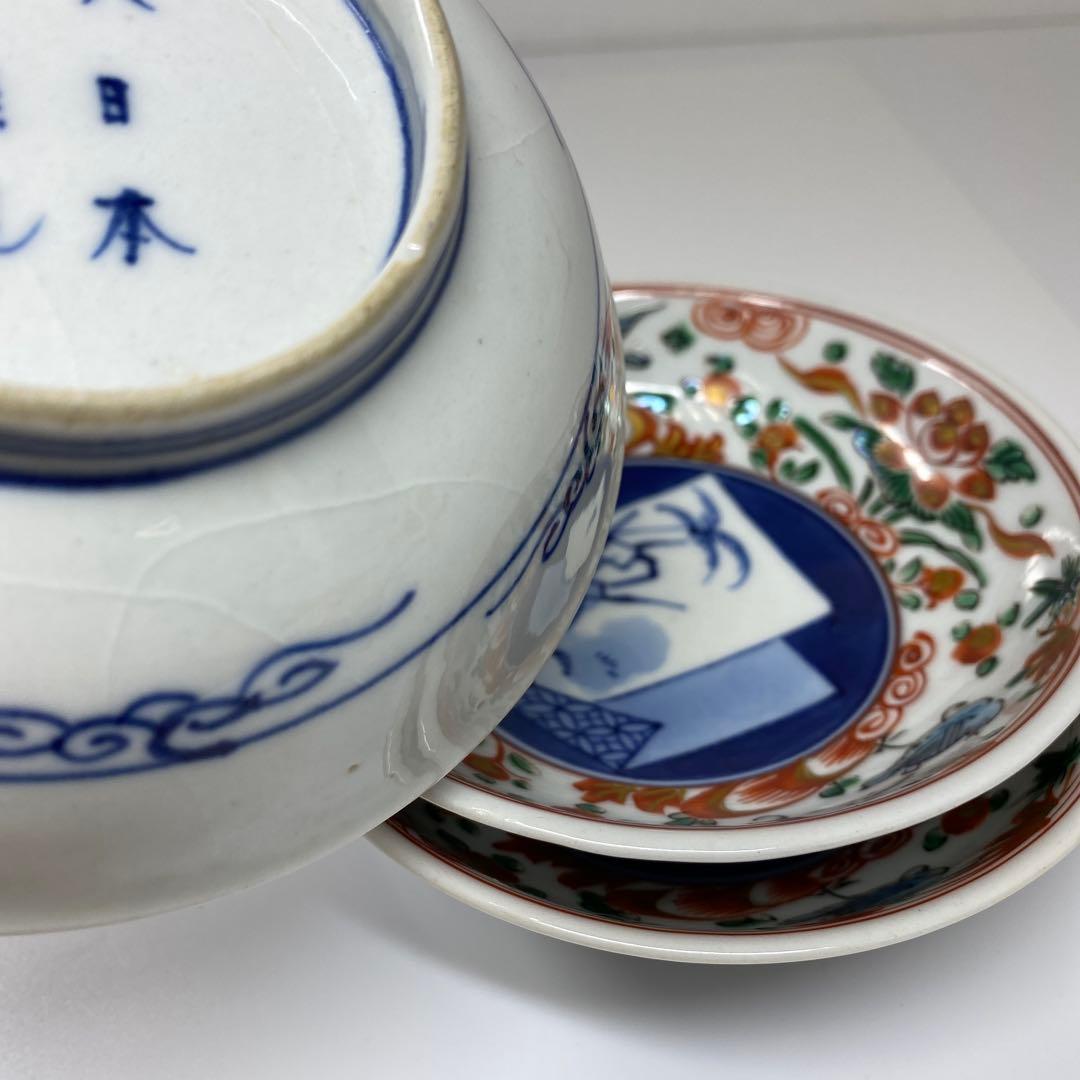 大日本永楽造　呉須赤絵小皿14枚　木箱直径12㎝　東Y7-0314☆2Fトヒサエ