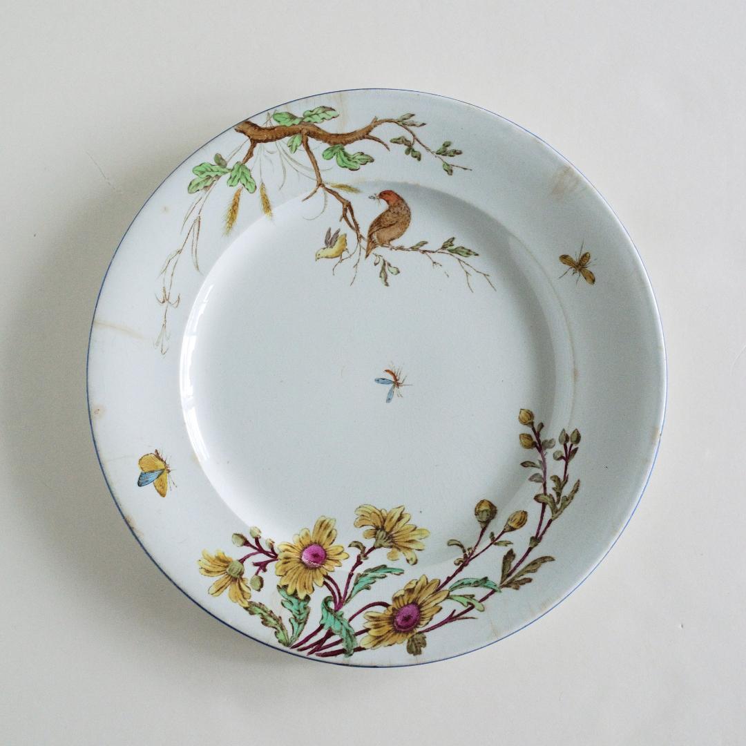 jules vieillard bordeaux 花鳥絵皿 C