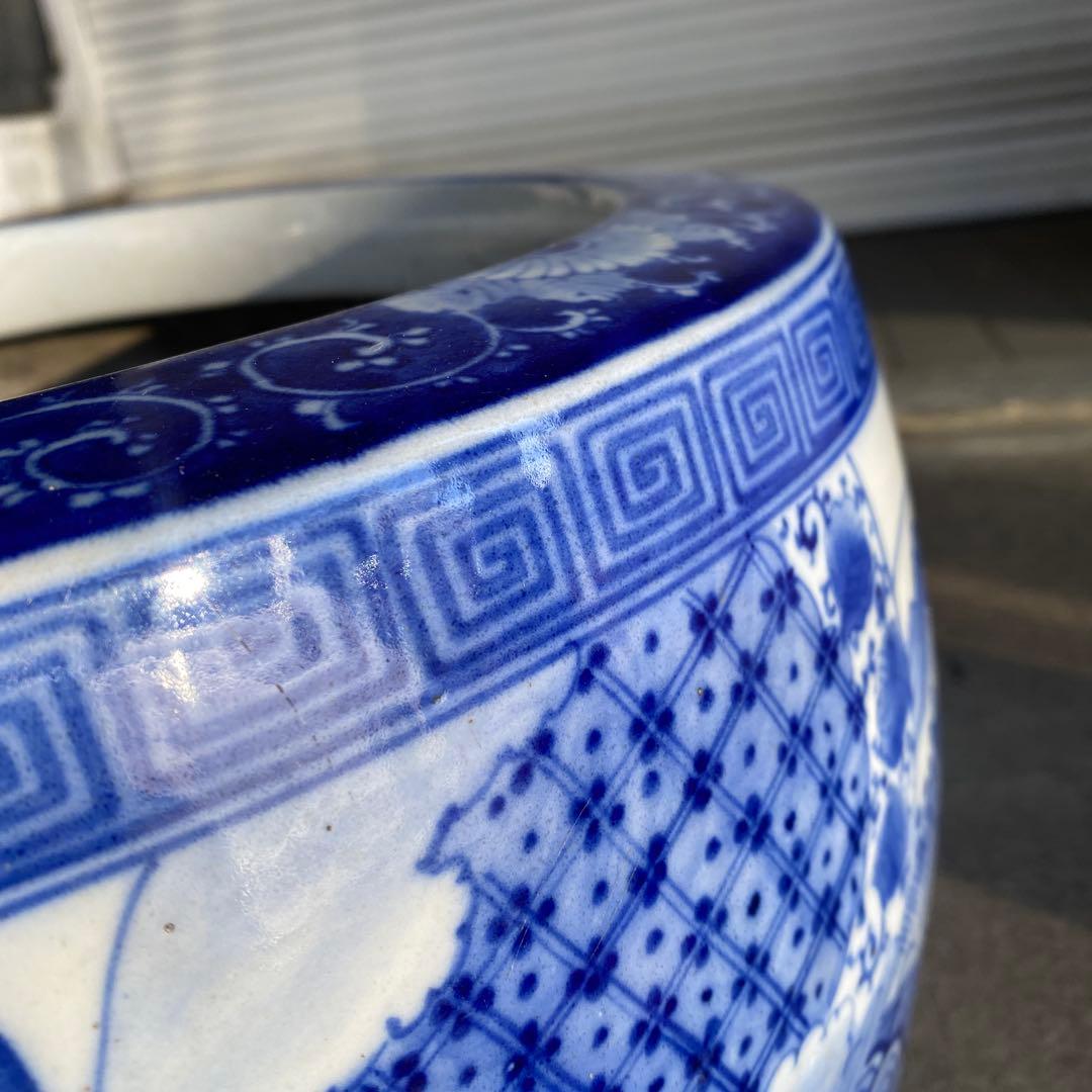 明治大正時代頃の瓢箪図火鉢42cm28cm