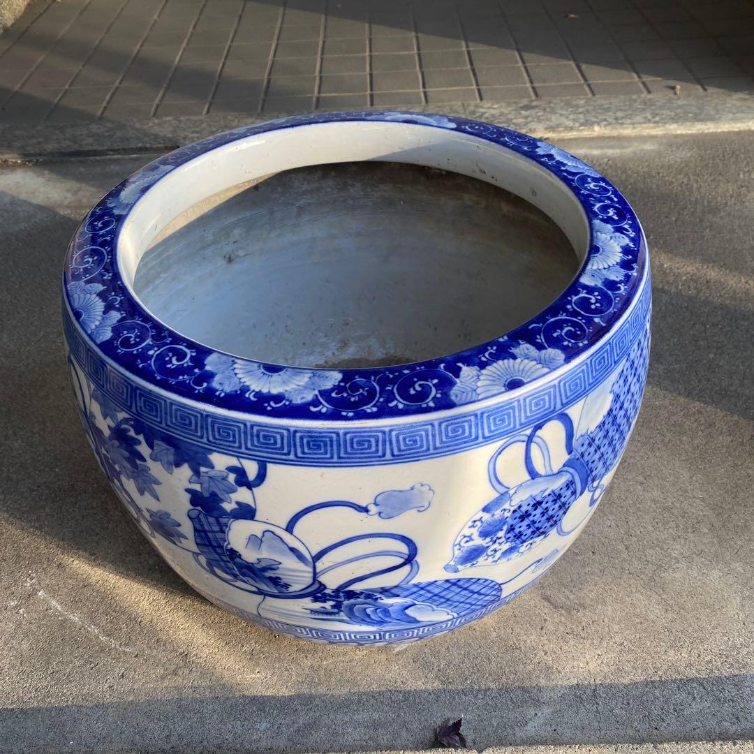 明治大正時代頃の瓢箪図火鉢42cm28cm
