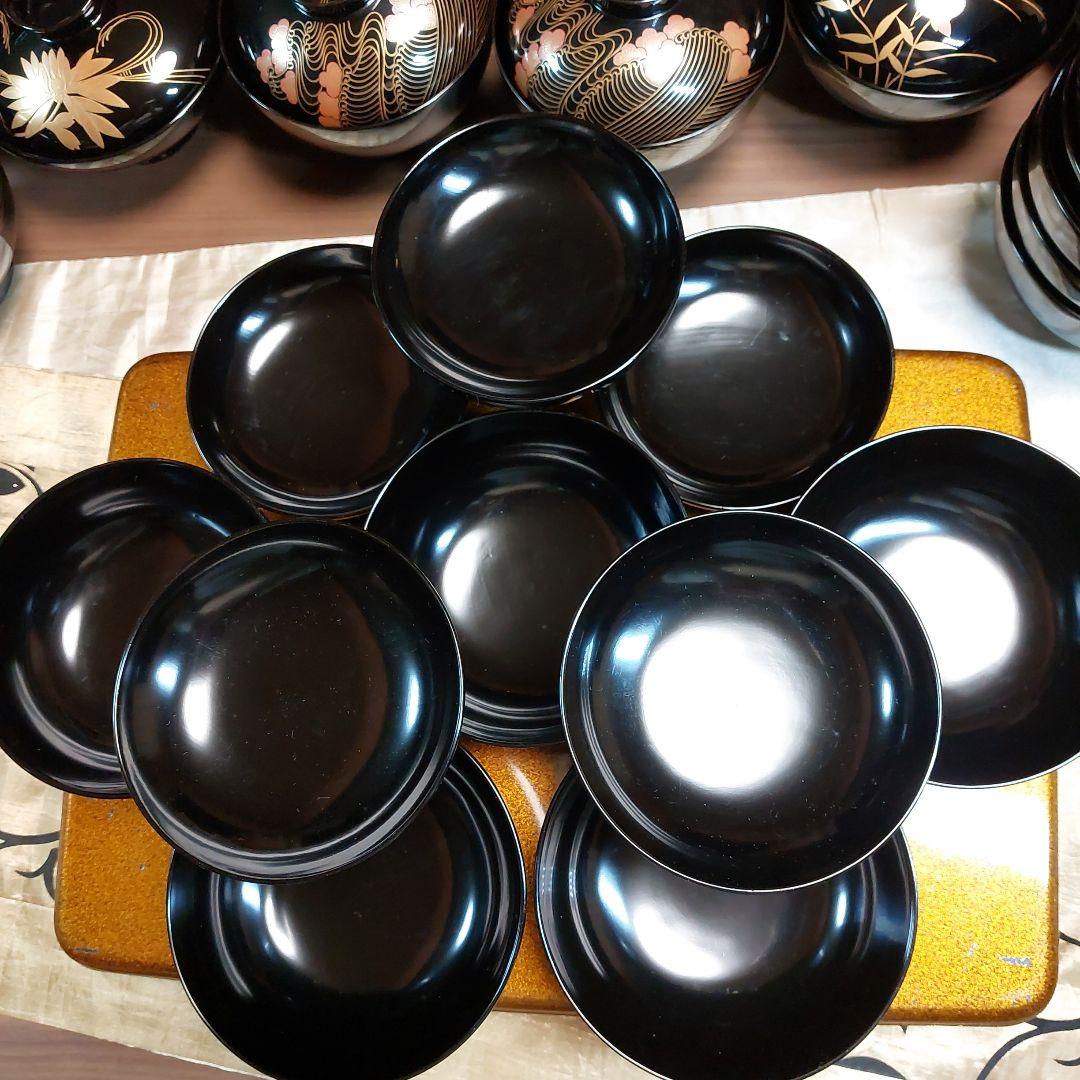 輪島黒塗松竹梅沈金蒔絵五客