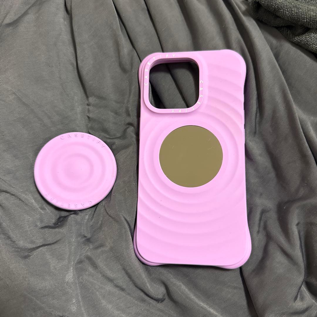 CASETiFY ピンクソフトケース16プロ　鏡付