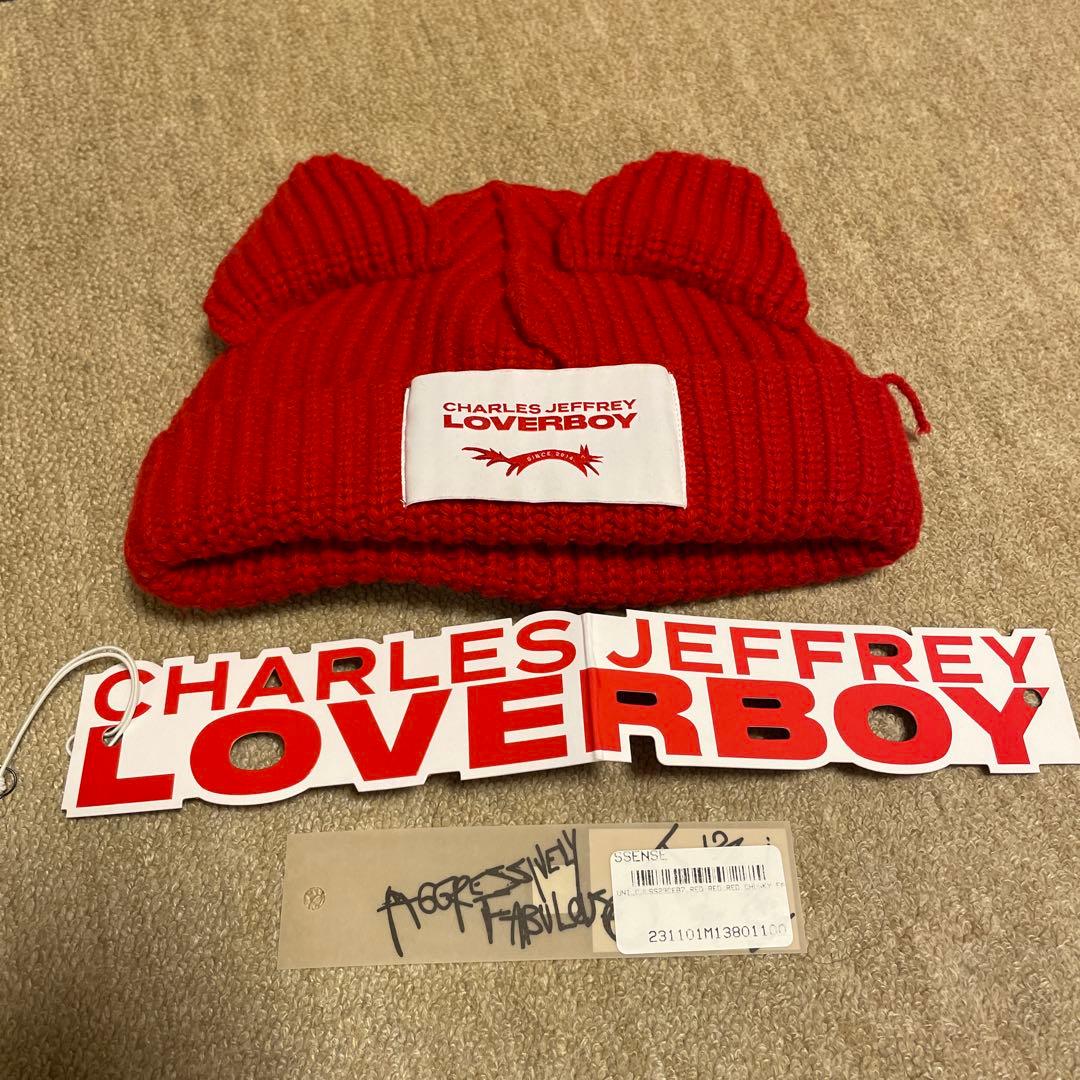 CHARLES JEFFREY LOVERBOY レッド 猫 ニット帽 正規品