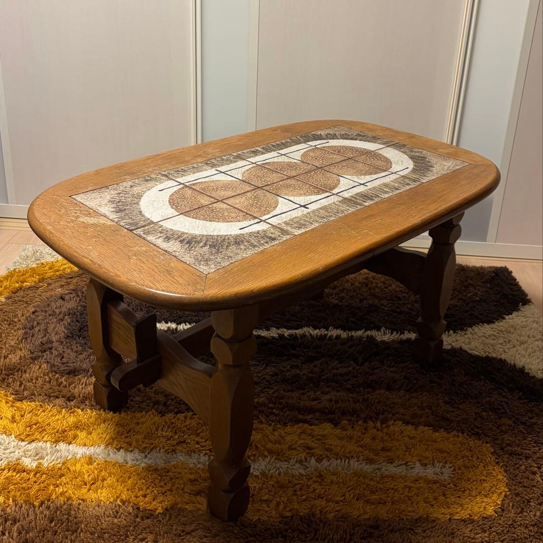 輸入ヴィンテージ　タイルトップソファテーブル　ミッドセンチュリー