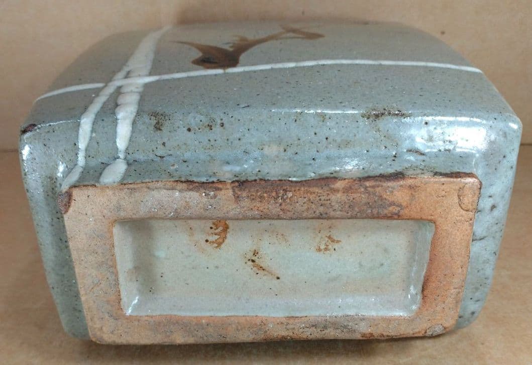 【本物保証】濱田庄司 鉄絵白十字掛扁壷 共箱 毎日オークション出品物 人間国宝