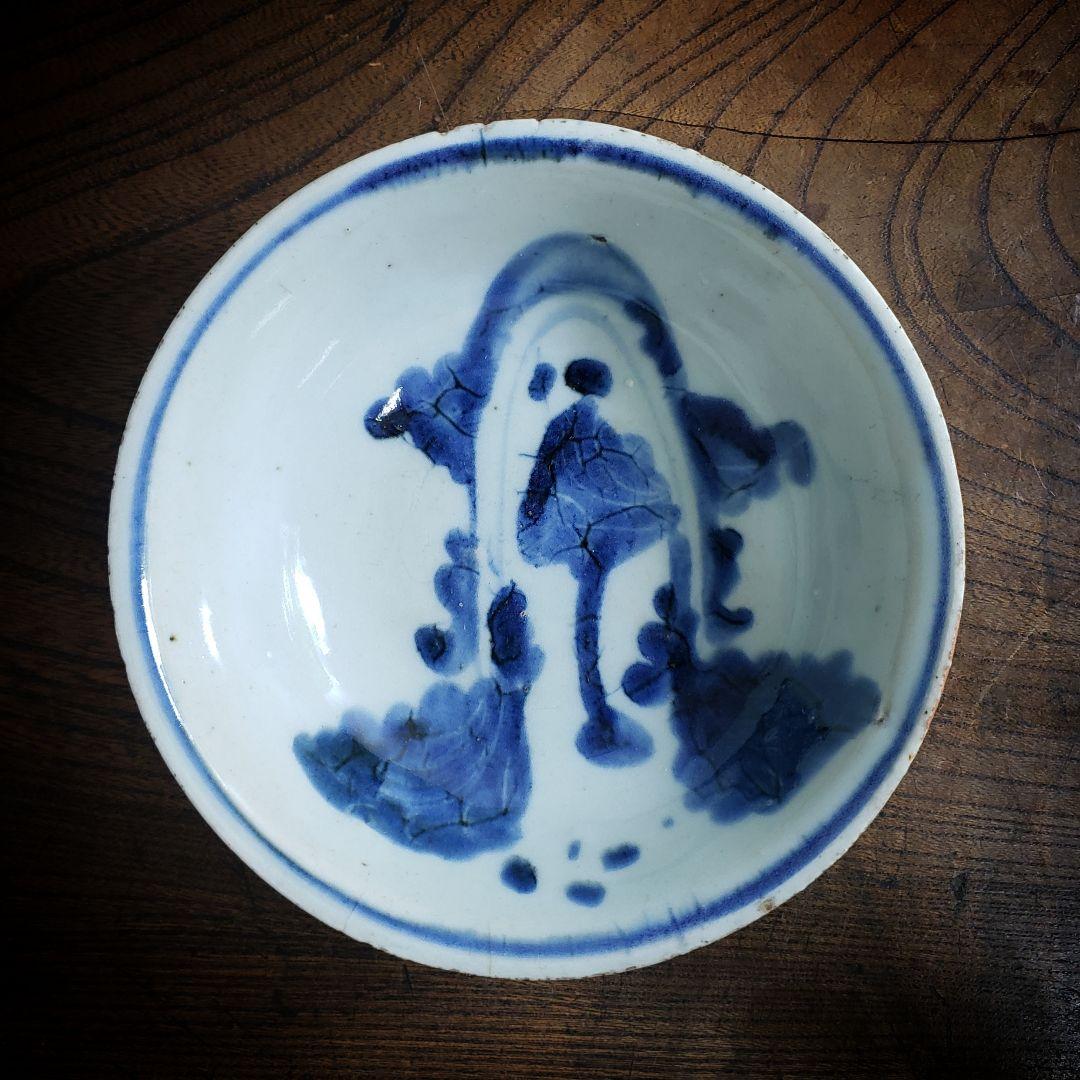 古染付　皿　なずな　草文様　中国骨董　鉢　丼　茶碗