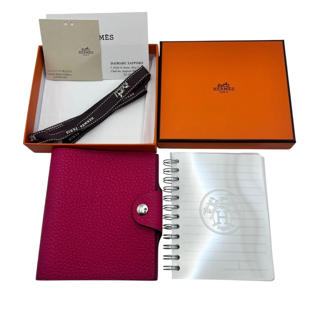 美品✨エルメス　ユリス　ノートブックカバー　トゴレザー　ミニ　ピンク