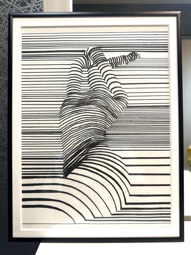 現代アート StripeBady デッサン画　モノクロデッサン インテリア