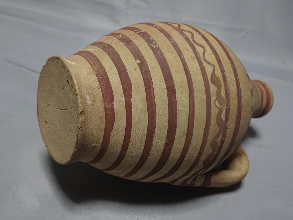 コレクター収集品　南米　プレ インカ文化　釉陶 双耳 水注