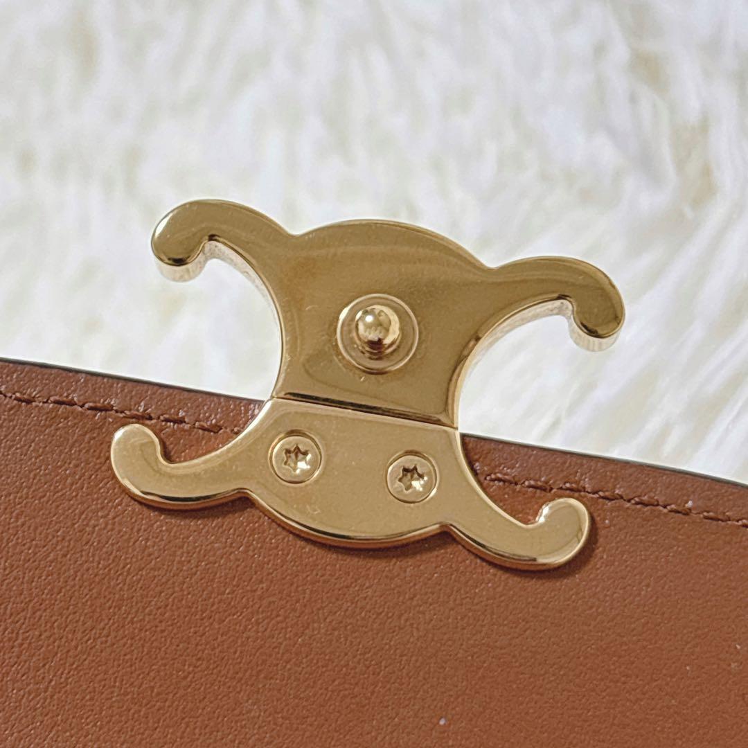 極美品✨CELINE トリオンフ スモールフラップウォレット 三つ折り ブラウン