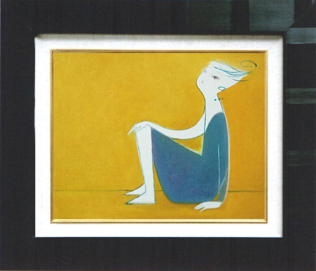 油絵 菅家令子 絵 絵画 インテリア 額付(黒) F4-071612 人物 女性