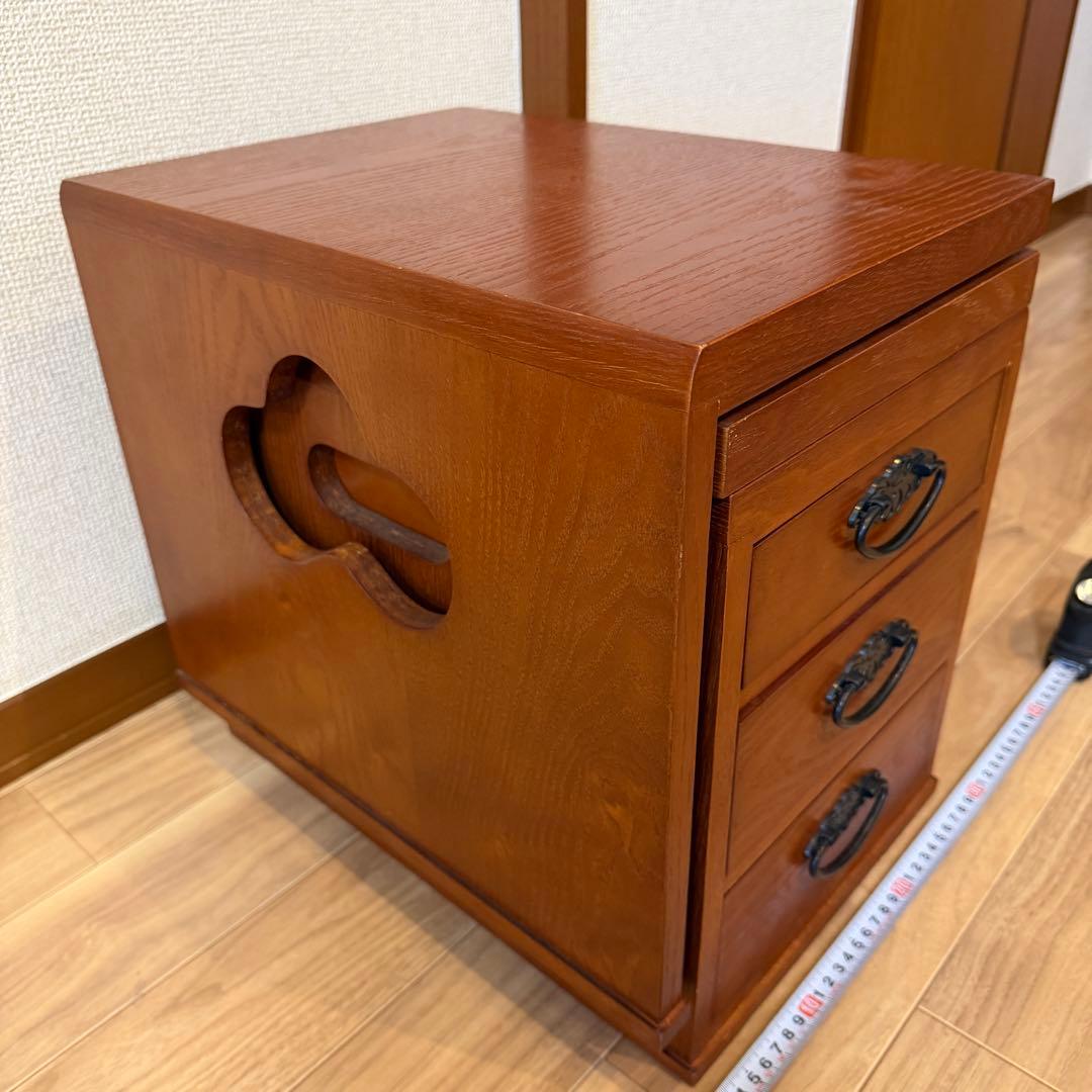 折りたたみ式文机　片袖　引き出し3杯　和家具 木製デスク　書斎