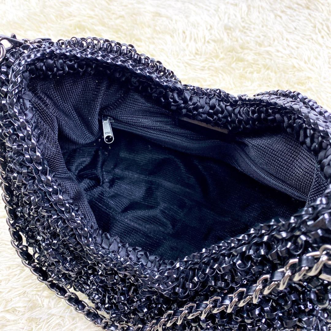 【美品】アンテプリマ ハンドバッグ ガーラ リボン グリッター ラージ 黒