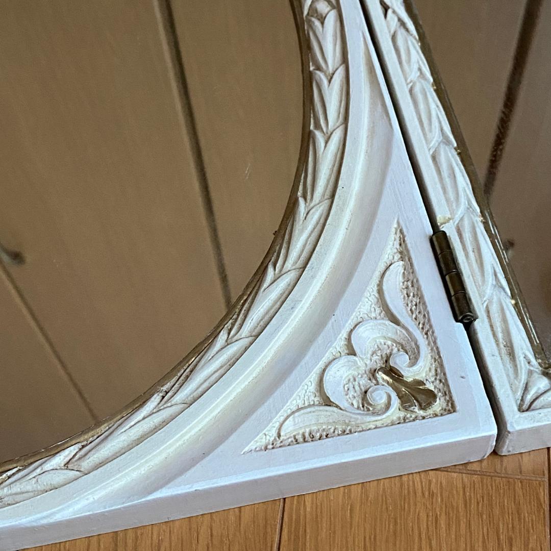 イタリア製 アンティーク風 卓上ミラー 壁掛け鏡 三面鏡