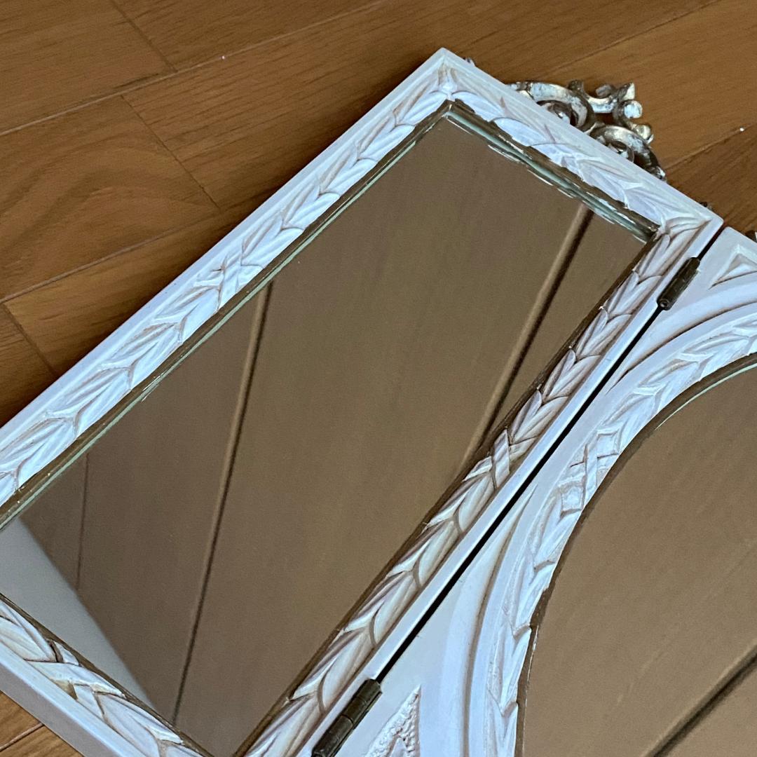 イタリア製 アンティーク風 卓上ミラー 壁掛け鏡 三面鏡
