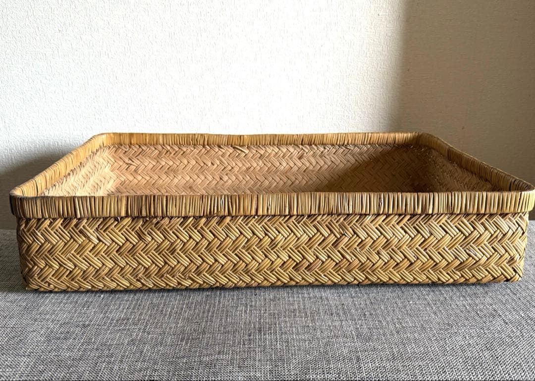 稀少 古道具 鳥越竹細工 竹籠 浅型 行李 鳥越 鈴竹 アンティーク
