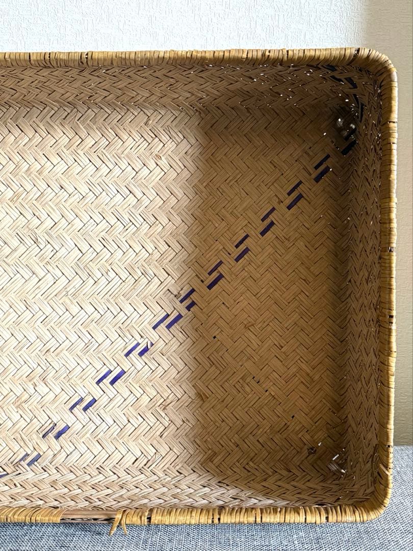 稀少 古道具 鳥越竹細工 竹籠 浅型 行李 鳥越 鈴竹 アンティーク