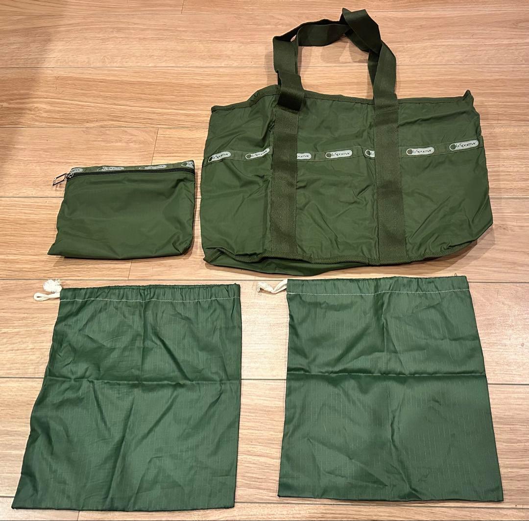 LeSportsac ビンテージ オリーブグリーン 折りたたみ　トラベルバッグ