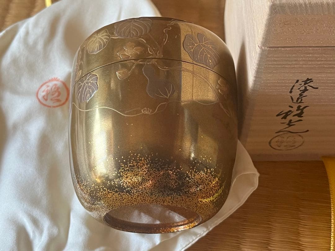 茶道具　六瓢蒔絵　大棗　内梨子地　雅光造