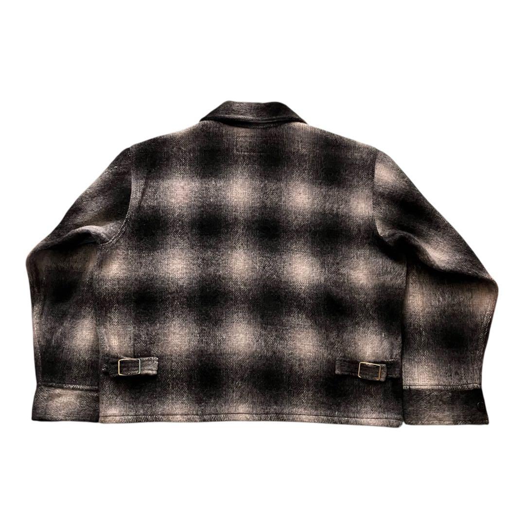 極美品 70's USA製 メルトン オンブレチェックJKT 黒 L