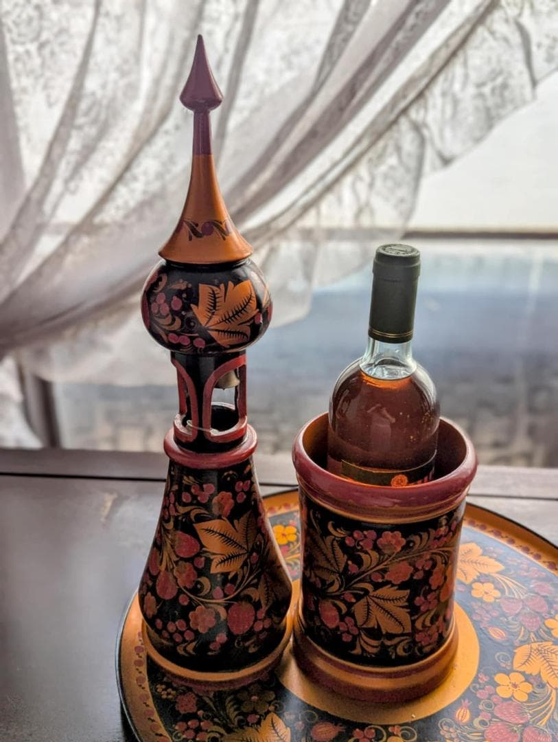 ロシア製　ホフロマ　木製　漆器　ワイングラス　セット