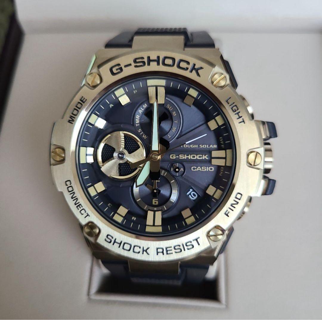 【美品】G-SHOCK GST-B100GB-1A9JF ゴールド ブラック