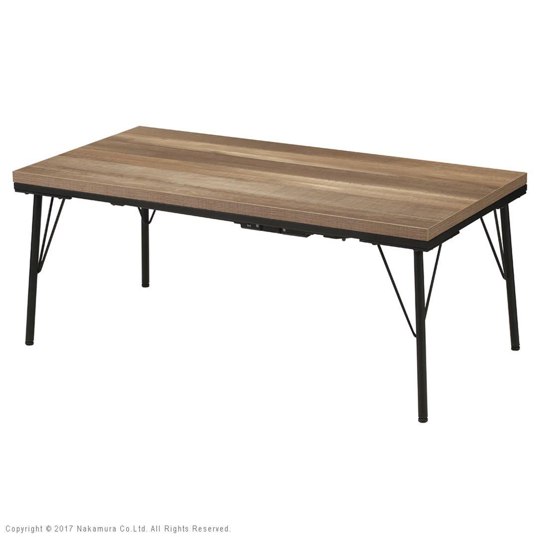 古材風アイアンこたつテーブル 100x50cm