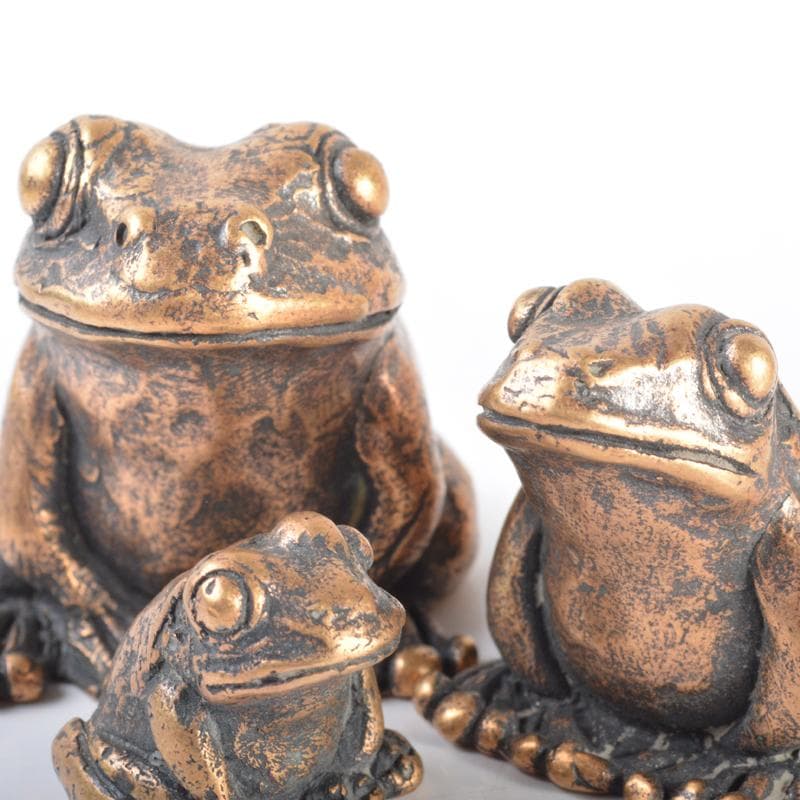 中国　古銅　蛙　紙鎮　置物　3点　N　4217
