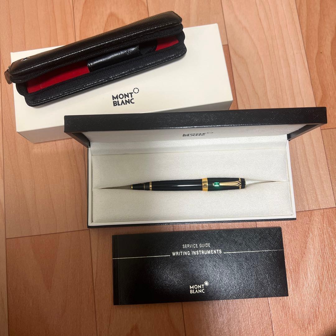 モンブランボエム万年筆グリーンとペンケース ボエム ブラック/レッド1本差し