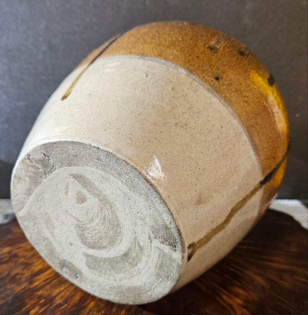 明治時代　古信楽　釉流れ　四耳壺 高 約22.7cm　花入れ　花生け　花器