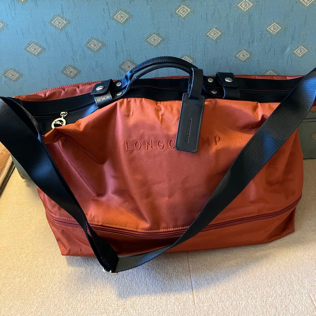 美品！LONGCHAMP ボストンバッグ オレンジ　2way 大きめ